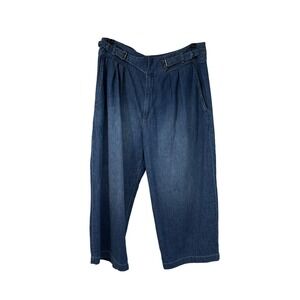 Lauren Ralph Lauren High-Rise Baggy Wide Leg Belted Pleated Paper Bag Jeans 16